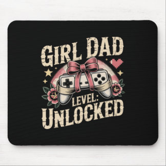 Girl Dad Level Unlocked Vintage Gamer Controller Mouse Pad