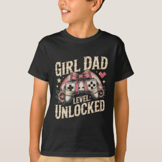 Girl Dad Level Unlocked Vintage Gamer Controller T-Shirt