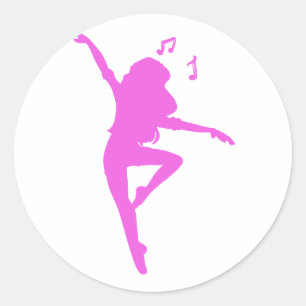 Girl dancer silhouette - Choose background color Classic Round Sticker