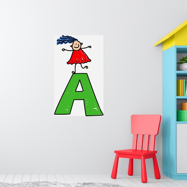Girl Dancing on Green Letter A Fun Alphabet  Poster (Creator Uploaded)
