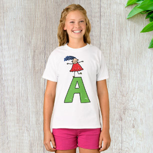 Girl Dancing on Green Letter A Fun Alphabet  T-Shirt