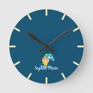 Girl Dancing Under the Rain Round Clock