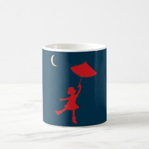 Girl dancing with her umbrella coffee mug