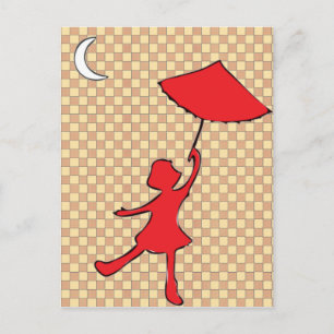 Girl dancing with her umbrella postcard