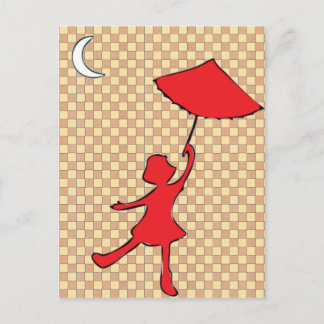 Girl dancing with her umbrella postcard