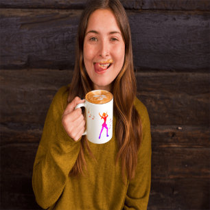 Girl dancing with Music Notes – Cool K-Pop Two-Tone Coffee Mug
