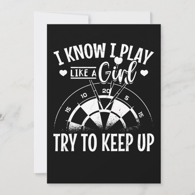 Girl Darts Retro Dartboard Women Dart Player Invitation (Front)