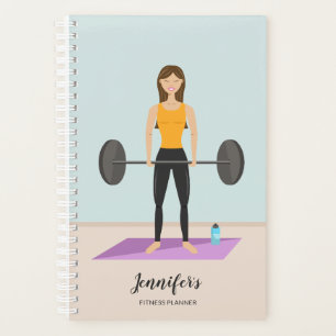 Girl Deadlifting & Personalizable Name Fitness Planner