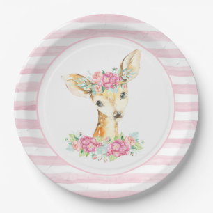 Girl Deer Baby Shower Paper Plates