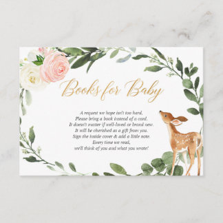 Girl deer pink gold greenery book request insert