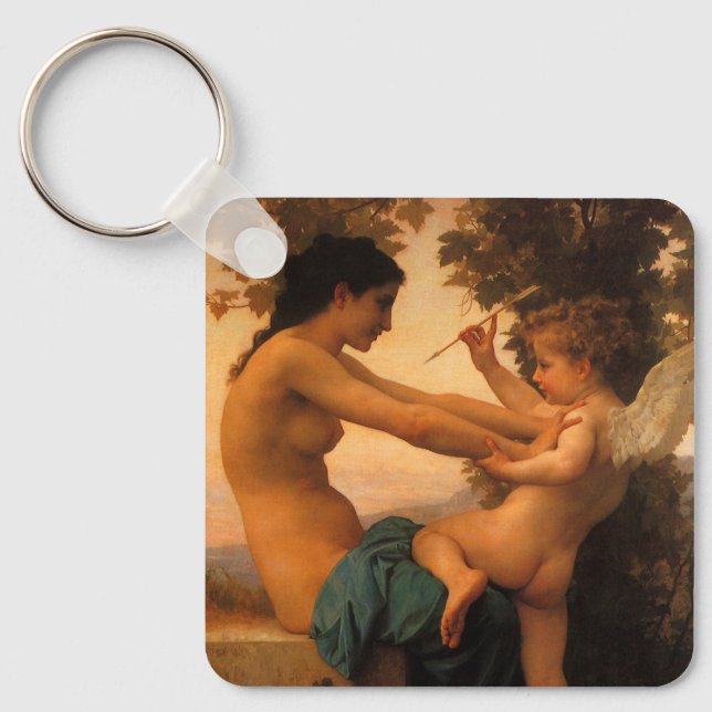 Girl Defending Herself Against Cupid by Bouguereau Key Ring (Front)