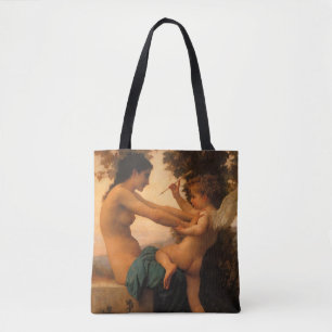 Girl Defending Herself Against Cupid by Bouguereau Tote Bag