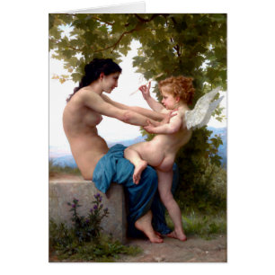 Girl Defending Herself Against Eros Cupid Painting