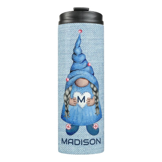 Girl Denim Gnome  Thermal Tumbler (Front)