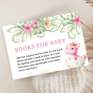 Girl Dinosaur Baby Shower Book For Baby Enclosure Card