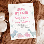 Girl Dinosaur Baby Shower  Invitation<br><div class="desc">Cute girl's baby shower invitation featuring illustration dinosaurs and stars in pastel pink and mint green colours. The text says "RAWR! It's A Girl!"</div>