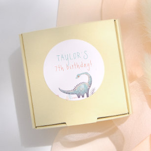 Girl Dinosaur Birthday Party Classic Round Sticker