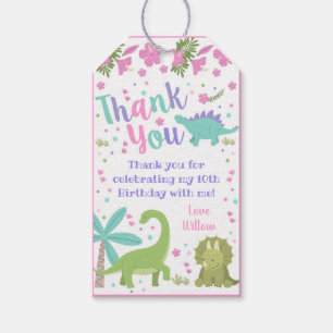 Girl Dinosaur Favour Tags Dinosaur Thank you Tags