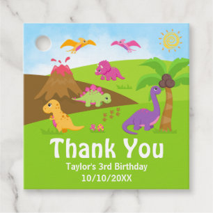 Girl Dinosaurs Birthday Party Thank You Favour Tag