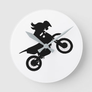 Girl Dirt Bike Round Clock