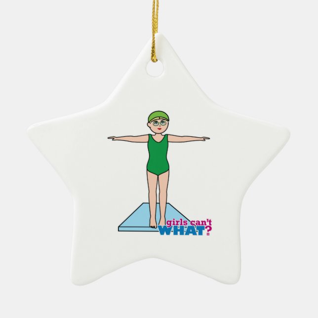 Girl Diver Ceramic Tree Decoration (Front)