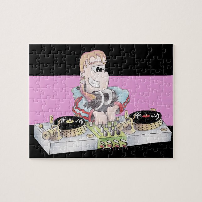 GIRL DJ cartoon jigsaw puzzle (Horizontal)