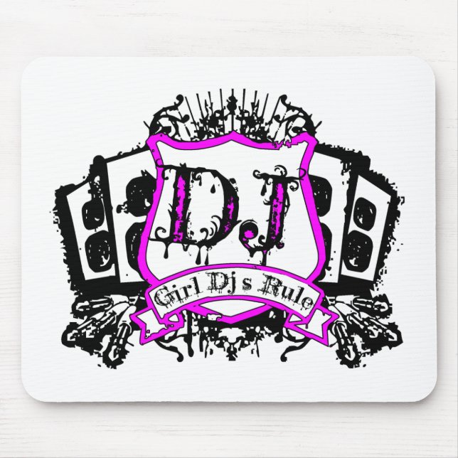 Girl Dj Crest Mouse Pad (Front)