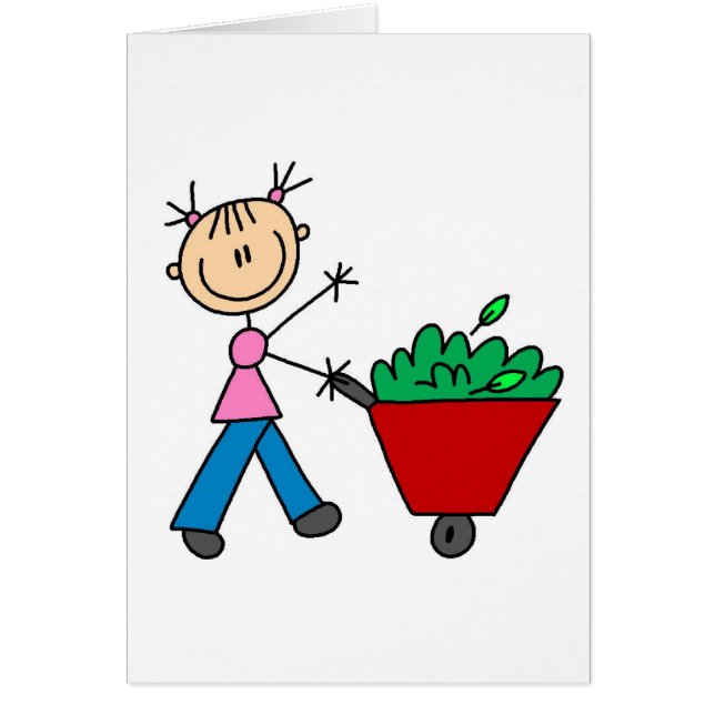 Girl Doing Yardwork Card (Front)