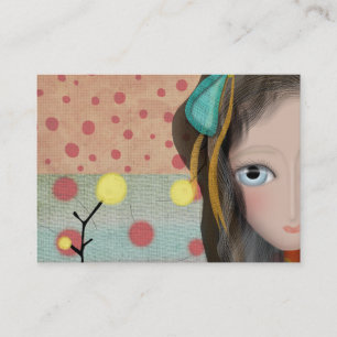 Girl doll fairytale red victorian business card