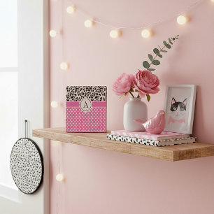 Girl dots and animals print monogram plaque