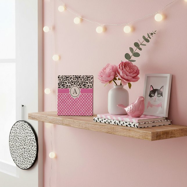 Girl dots and animals print monogram plaque (Creator Uploaded)