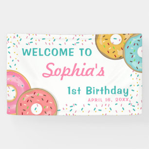Girl Doughnut 1st Birthday Party confetti Banner