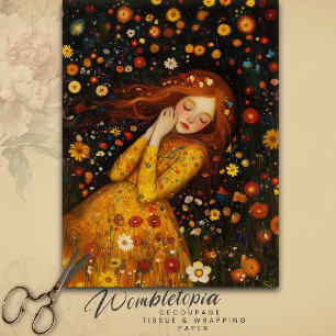 Girl Dreaming in a Field of Golden Wildflowers Tissue Paper