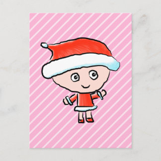 Girl Dressed as Santa at Christmas Holiday Postcard