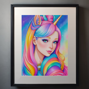 Girl Dressed as Unicorn Poster