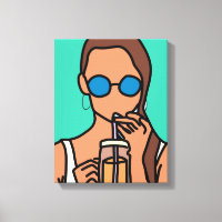 Girl drinking bubble tea modern teen