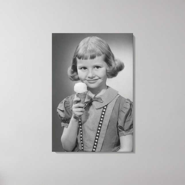 Girl Eating Ice Cream Canvas Print (Front)