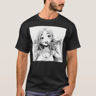 Girl Eating Spaghetti Manga  T-Shirt
