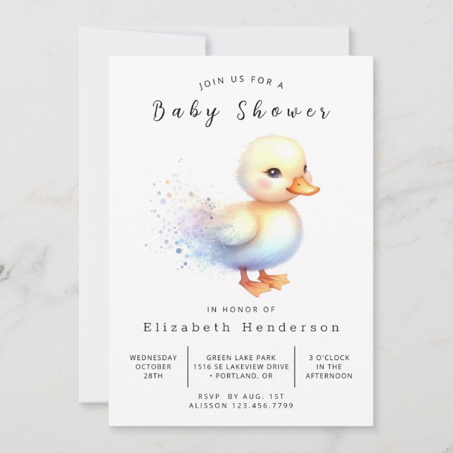 Girl Editable Duck Baby Shower Invitation (Front)