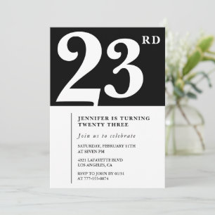 Girl Elegant 23rd birthday invitation Chic Simple