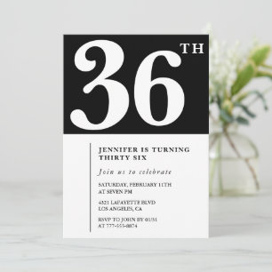 Girl Elegant 36th birthday invitation Chic Simple