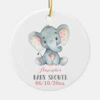 Girl Elephant Baby Shower Pink and Grey