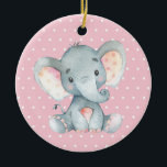 Girl Elephant Baby Shower Pink Ceramic Tree Decoration<br><div class="desc">Girl Elephant Baby Shower Pink Ceramic Ornament</div>