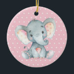 Girl Elephant Baby Shower Pink Ceramic Tree Decoration<br><div class="desc">Girl Elephant Baby Shower Pink Ceramic Ornament</div>