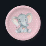Girl Elephant Baby Shower Pink Paper Plate<br><div class="desc">Girl Elephant Baby Shower Pink Paper Plate</div>
