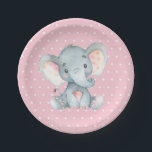Girl Elephant Baby Shower Pink Paper Plate<br><div class="desc">Girl Elephant Baby Shower Pink Paper Plate</div>