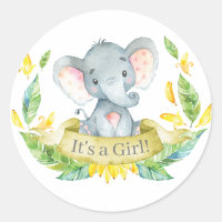 Girl Elephant Baby Shower Yellow