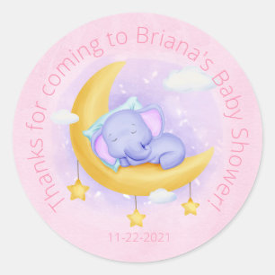Girl Elephant Cute Baby Shower Favour Stickers