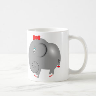 Girl Elephant with Red Bow Cute Coffee Mug
