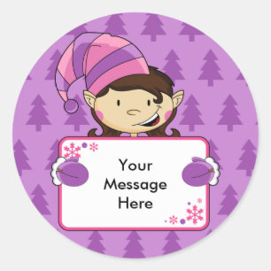 Girl Elf Christmas Gift Tag Sticker